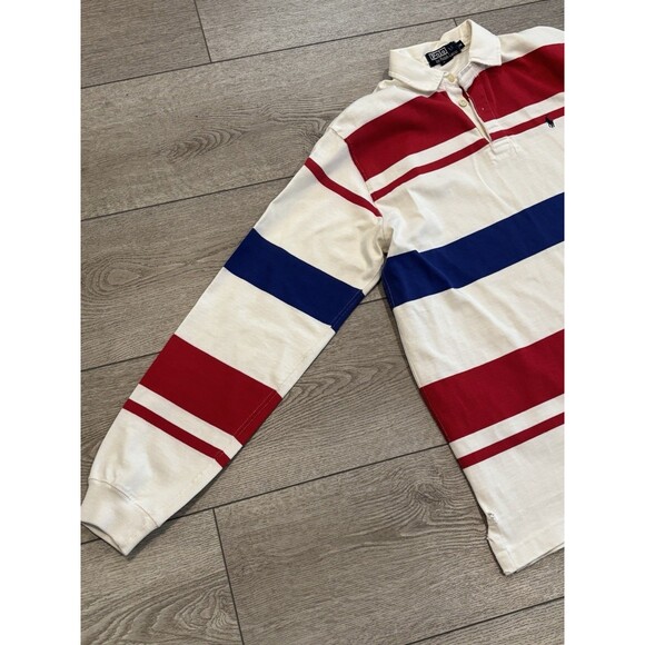 Vintage Ralph Lauren Polo Rugby Long Sleeve Stripe Mens Medium Made In USA - Picture 9 of 9